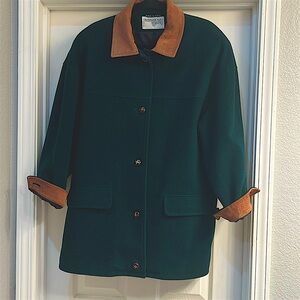 Vintage International Scene Hunter Green Wool Barn Coat